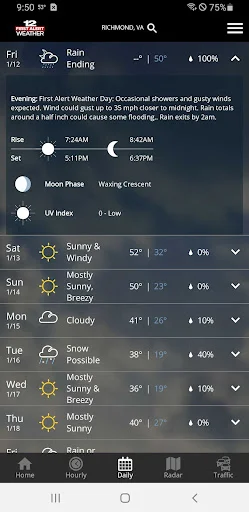 I-download ang WWBT First Alert Weather – Tumpak na Forecast - Screenshot 3